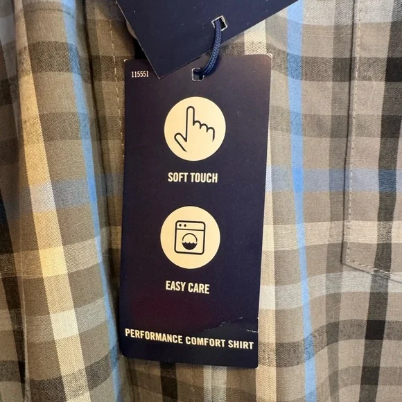 IZOD Performance Comfort Shirt Men's Blue Gray Plaid Button Down Size XL NWT - Picture 10 of 10